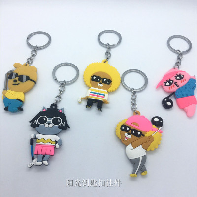 Creative Keychain Pendant Korean Cute Doll Cartoon Key Button Factory Direct Sales Support Custom Wholesale