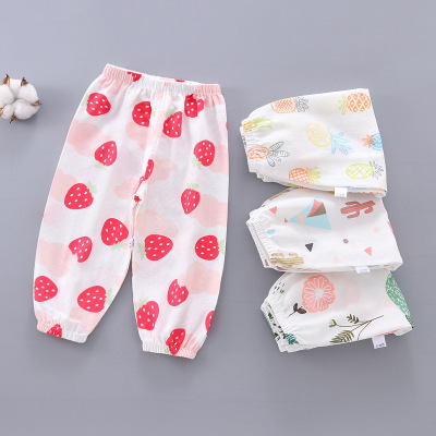 Children's Anti-Mosquito Pants Summer Cotton Gauze Ultra-Thin Breathable Bloomers Baby Pants Boys Girls Outer Wear Trousers