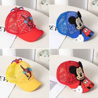 Children's Hat Summer Thin Baseball Cap Cartoon Three-Dimensional Spider-Man Sun Protection Hat Boy Mesh Peaked Cap Tide