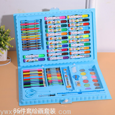 86 Pieces Set Painting Kit Children's Painting Brush Washable Art Drawing Device Watercolor Pen Crayon Set