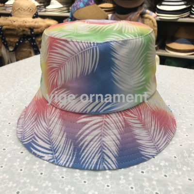 European and American Fashion Tie Dye Feather Bucket Hat Sun-Shade Fisherman Hat