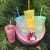 Plastic Ice Cup Cup with Straw Flamingo Summer Cool Drinks Cup New Cup with Straw Flat Lid Ice Cup