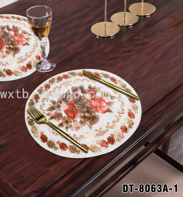 New PVC Flower round Placemat Waterproof and Oil-Proof Factory Direct Sales