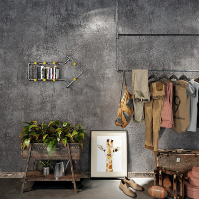 Vintage Distressed Industrial Style Simulation Cement Wall Wallpaper Clothing Store Restaurant Coffee Shop PVC Waterproof Wallpaper
