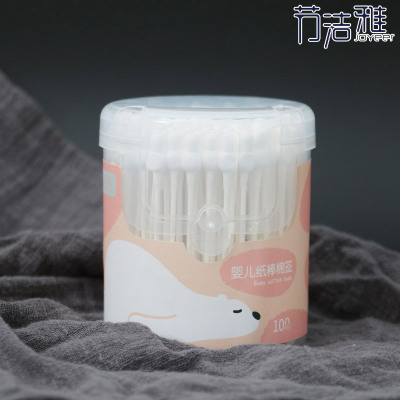 OEM Baby Swabs Barrel 100 PCs Gourd Head Cleaning Care Fine Paper Stick Large Cotton Swab Stick Wholesale