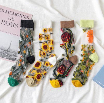 Women's Socks Summer Thin Trendy Mid-Calf Length Socks European and American Style Spun Glass Breathable Women's Socks