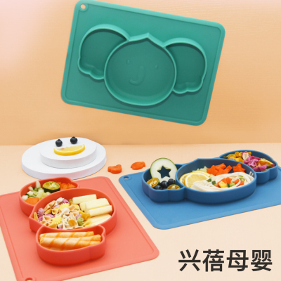 New Cartoon Koala Silicone Plate Baby Compartment Plate Children Food Tray Meal