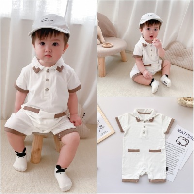 Baby Jumpsuit Summer Thin Short-Sleeved Boy's Romper Clothes Summer Baby Boy Gentleman One Year Old Celebration Dress Fashion