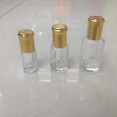 Small Octagonal Glass Bottle Transparent Octagonal Bottle Roll-on Bottle Essence Perfume Bottle Multi-Capacity Glass Bottle