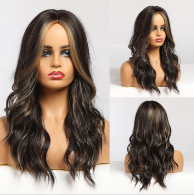 New Long Curly Hair Synthetic Wigs Cross-Border AliExpress 2021 New Wig Female Pick Color Gradient African Wig Sheath