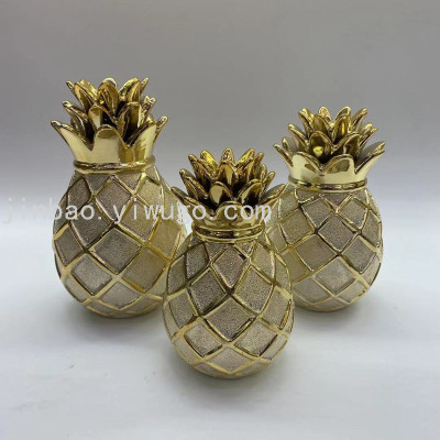 Creative Electroplating Pineapple Decoration Fruit Home Hotel Decoration Ceramic Crafts Golden Ornaments