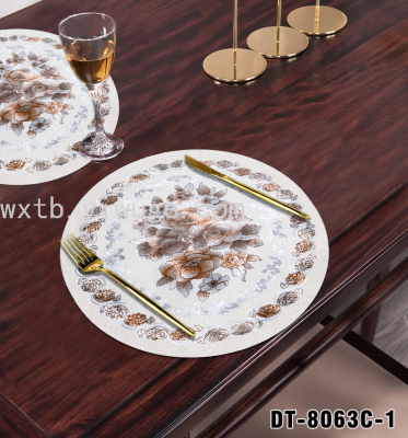 New PVC Flower round Placemat Waterproof and Oil-Proof Placemat Factory Direct Sales