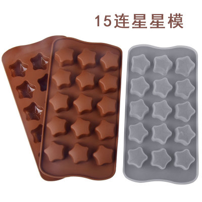 15 Even Five-Pointed Star Chocolate Molded Silicone Star Ice Cube Three-Dimensional Flip Candy Cake Baking Mold Epoxy