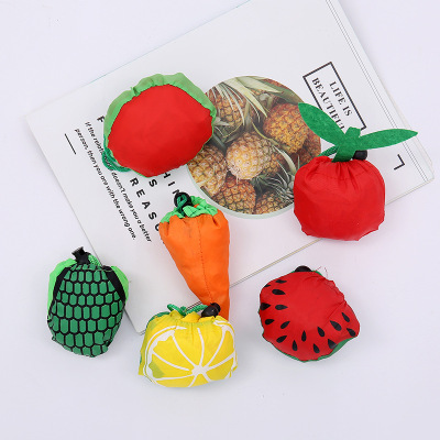 Factory Wholesale Polyester Watermelon Folding Hand Bag Nylon Bag Buggy Bag Creative Fruit Shopping Bag Customization