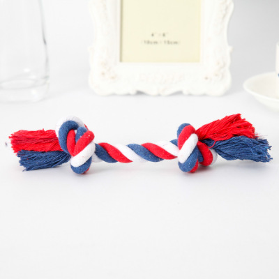 Pet Toy Cotton Rope Double Knot Woven Dog Toy Bite-Resistant Teeth Cleaning Double Section Bends and Hitches 85G Dog Chewing Rope Wholesale