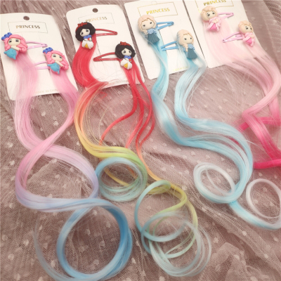 Korean Barrettes Aisha Snowyprincess Mermaid Hairpin Little Girl Headdress Color Wig Hair Accessories