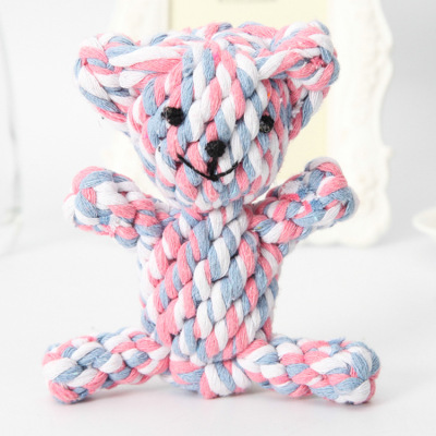 Dog Toy New Cotton Knot Hand-Woven Bear Animal Molar Long Lasting Puppy Toy Pet Supplies