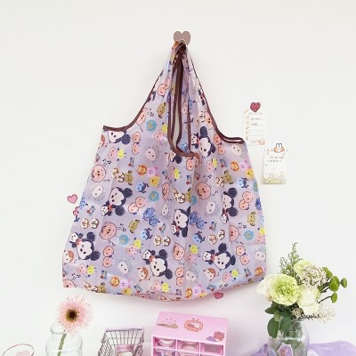INS Style Lotus Root Color Mickey Headwear Cartoon Eco-friendly Bag Girl's Heart Shopping Bag Foldable and Portable Buggy Bag Large Capacity