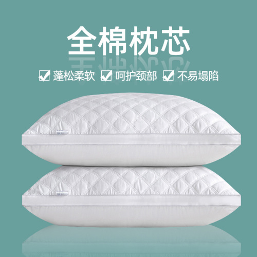 One-Pair Package Pure Cotton Pillow Pillow Insert Hotel Single Double Cervical Support Sleep Student Dormitory Whole Core Home