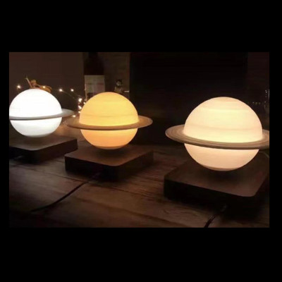 Magnetic Suspension Moon Light Saturn Creative 3D Printing Atmosphere Gift Small Night Lamp Floating Black Technology Gift Qixi