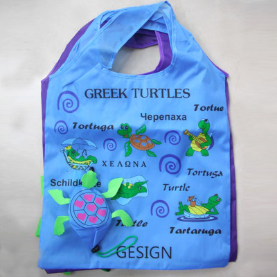 Creative Little Turtle 190T Polyester Creative Handbag Portable Cartoon Advertising Shopping Bag Folding Factory Customization