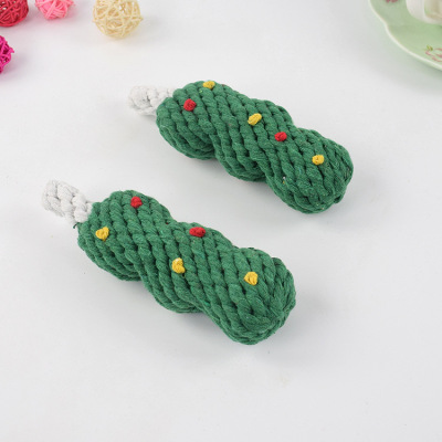 Pet Supplies Christmas Toys Cotton String Woven Christmas Tree Dog Toys Factory Direct Supply Christmas Gifts