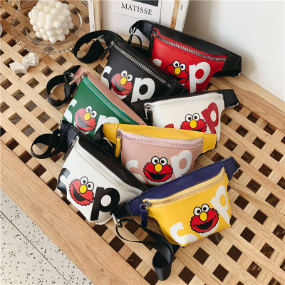 Wholesale New Funny Sesame Street Children's Pockets Korean Style Pu Children's Shoulder Bag Fashion Trendy Cool Messenger Bag