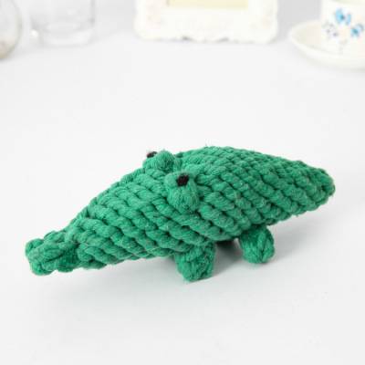 Stock Pet Toy Cotton Rope Hand-Woven Crocodile Bite-Resistant Dog Toy Pet Supplies Wholesale