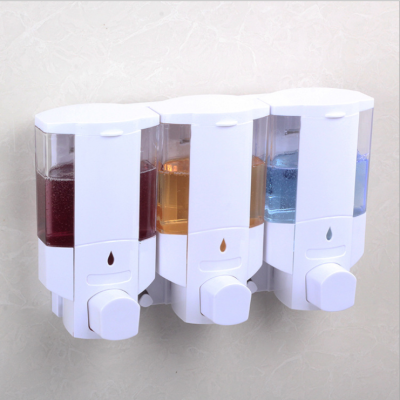 Hotel Three-Head Soap Dispenser Plastic Wall-Mounted Soap Lye Box for Soap Box Bath Bottle
