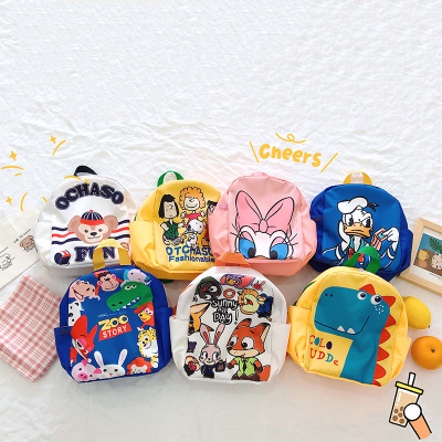 Trendy 2021 Spring and Summer New Children's Bags Oxford Cloth Cartoon Pattern Kindergarten Baby's School Bag Boys and Girls Backpack