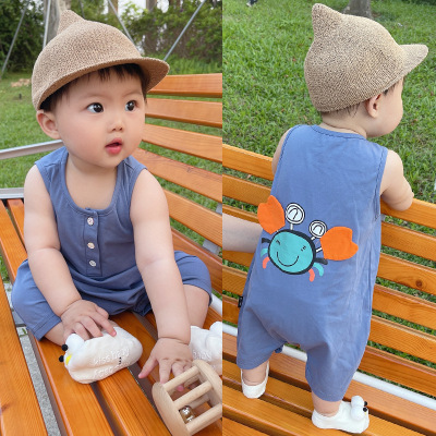 New Baby Boy Sleeveless Vest Jumpsuit Summer Wear Clothes for Babies Summer Thin Loose Super Cute Romper out