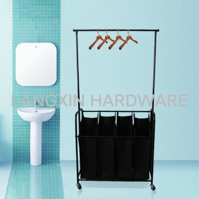 Foreign Trade Hot Selling Household Four-Grid Clothes Hanger with Sorting Function Dirty Clothes Truck Clothing Rod Laundry Cart