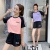 New Summer Contrast Color Quick Drying Clothes Sports Suit Women's Casual Running Yoga Loose Large Size Douyin Online Influencer Hot Sale