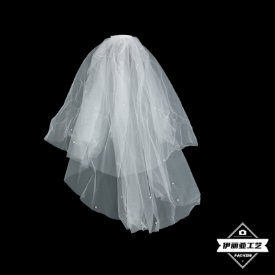 Pearl Embellishment Decoration Bridal Veil Main Wedding Headdress Super Mori Photo Props Short Fluffy Veil