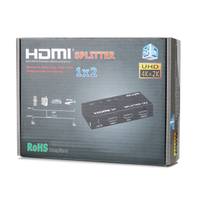 HDMI Distributor Supports 4K * 2K One Divided into Two Ultra HD 1X2 Video Screen Splitter 1 in 2 out Steel Casing