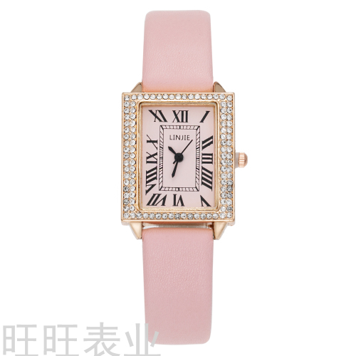 Hot Selling Retro Fashion Square Leather Quartz Watch Simple Roman Lady watch Couple Wrist Watch 
