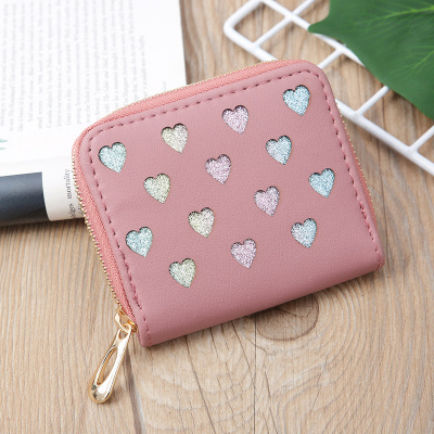 Spot Korean Style New Wallet Women's Short Clutch Hollowed Heart Shape Coin Purse Fashion Zipper Women's Wallet