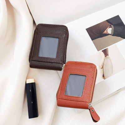 2021 Factory Direct Supply New Korean Women's Short Card Holder Oily Leather Expanding Card Holder Vertical Version Women's Handbag