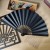 10-Inch Male Fan-Black Bone DIY Calligraphy Fan Archaic Folding Fan Blank Raw Silk Fan National Style Painting Fan TikTok Disco Dancing Fan