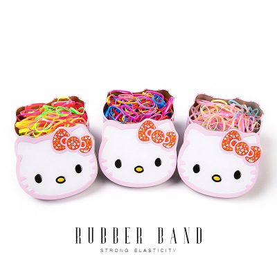 Korean Style Children's Hair Accessories Iron Boxed Large Capacity Hair Band High Elasticity Small Rubber Band Hair Rope Disposable Hair Rope Rubber Band