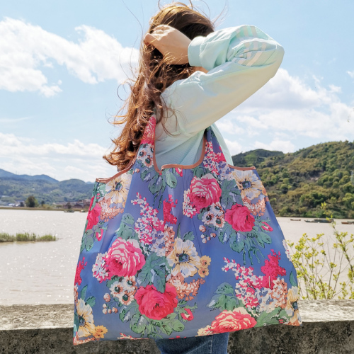 japan large capacity foldable large floral cloth portable waterproof shopping bag handbag buggy bag