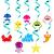 Baby Shark Theme Birthday Party Supplies Spiral Ornaments Hanging Flag Cake Inserting Card Birthday Party Supplies