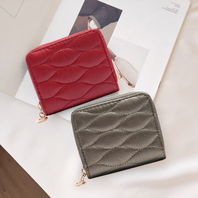 Korean Style Embroidered Horizontal Square Creative Women's Wallet Zipper Short Adult Hand Purse Mesh Coin Bag