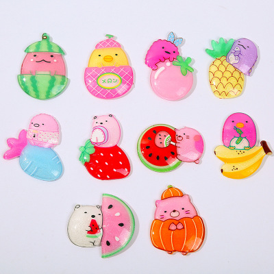 Cartoon Fruit Sticker Korean Style Fresh Refridgerator Magnets DIY Children's Creative Barrettes Patch Decoration Accessories Can Be Customized