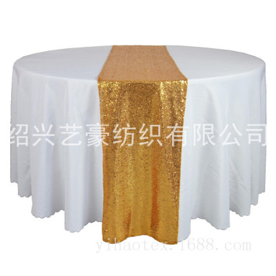 Hot 3mm Sequined Rose Gold Table Runner European Table Runner Wedding Hotel Decoration Embroidered Sequin Table Runner Fabric