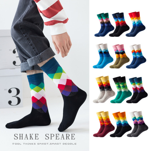 Socks Women‘s Mid-Calf Socks Ins Fashion All-Matching Korean Internet Celebrity European and American street Personality Graffiti Men‘s Mid-Length Socks