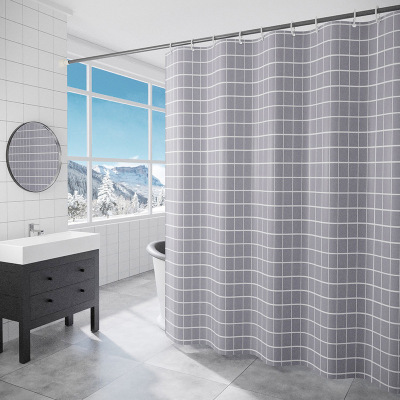 Shower Curtain 3D Digital Printing Gray Plaid Custom Polyester Waterproof Shower Curtain Bathroom Partition Curtains Bathroom Curtain