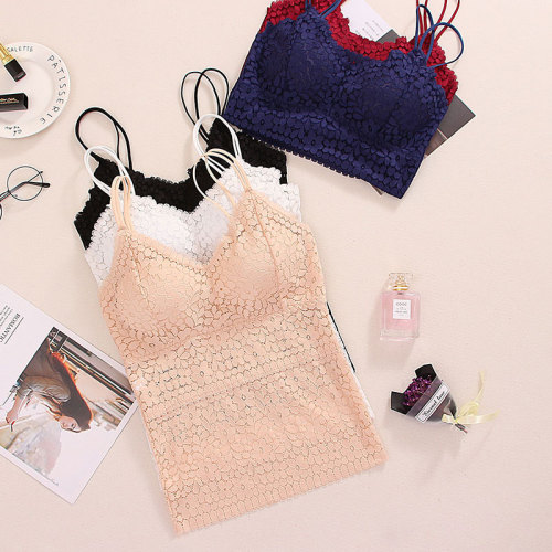 summer long slim back bra lace vest v-neck inner sexy bottoming strap underwear versatile wrapped chest