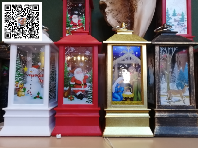 ZF-051 Christmas Storm Lantern Single Wax with Light + Color Printing Old Snowman Deer Religious Mixed Single Color Box