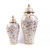 Gold-Plated White Stripe Color Temple Jar Lid Jar Storage Jar Art Decoration Jingdezhen Ceramic Pot in Stock Wholesale